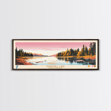 Cargar imagen en el visor de la galería, Churchill Lake Saskatchewan Framed Canvas Print, Midcentury Modern Panoramic Wall Art, Living Room Decor, Pop Art, Travel Poster Art, Scenic Nature Painting, Lake House Decor
