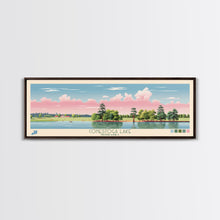 Cargar imagen en el visor de la galería, Conestoga Lake Nebraska Framed Canvas Print, Pop Art Panoramic Travel Poster, Midcentury Modern, Wall Art, Scenic Nature Painting, Bedroom Decor, Living Room Art
