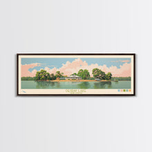 Load image into Gallery viewer, DeGray Lake Arkansas Framed Canvas Print, Midcentury Modern Panoramic Wall Art, Bedroom Decor, Pop Art, Travel Poster Art, Scenic Nature Painting
