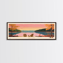 Load image into Gallery viewer, Deal Lake New Jersey Framed Canvas Print, Midcentury Modern Panoramic Wall Art, Living Room Decor, Pop Art, Travel Poster Art, Scenic Nature Painting
