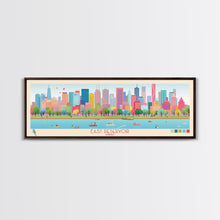 Load image into Gallery viewer, East Reservoir Ohio Framed Canvas Print, Panoramic Art, Midcentury Modern, Pop Art, Bedroom Wall Decor, Travel Poster, Lake View Art
