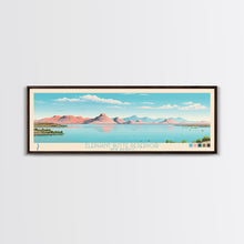 Load image into Gallery viewer, Elephant Butte Reservoir New Mexico Framed Canvas Print, Panoramic Wall Art, Midcentury Modern, Pop Art, Living Room Decor, Travel Poster, Lake Art
