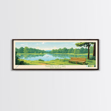 Carregar imagem no visualizador da galeria, Farrington Lake New Jersey Framed Canvas Print, Panoramic Art, Midcentury Modern, Pop Art, Living Room Wall Art, Travel Poster, Nature Art, Home Decor
