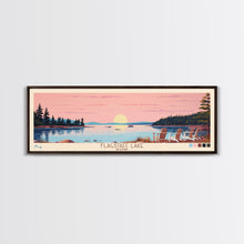 Cargar imagen en el visor de la galería, Flagstaff Lake Maine Framed Canvas Print, Panoramic Wall Art, Midcentury Modern, Pop Art, Bedroom Decor, Travel Poster, Artistic Decor, Lake View
