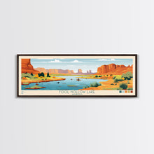 Carregar imagem no visualizador da galeria, Fool Hollow Lake Arizona Framed Canvas Print, Panoramic Art, Midcentury Modern, Pop Art, Living Room Decor, Travel Poster, Lake Painting, Wall Art
