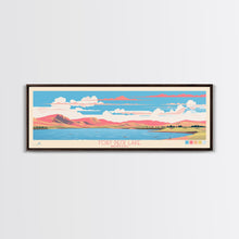 Load image into Gallery viewer, Fort Peck Lake Montana Framed Canvas Print, Panoramic Wall Art, Midcentury Modern, Pop Art, Bedroom Decor, Travel Poster, Nature Art, Artistic Decor
