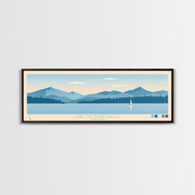 Load image into Gallery viewer, Lake Memphremagog Vermont Framed Canvas Print, Panoramic Wall Art, Midcentury Modern, Pop Art, Bedroom Art, Travel Poster, Lake House Decor

