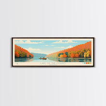 Load image into Gallery viewer, Lake of the Ozarks Missouri Framed Canvas Print, Panoramic Wall Art, Midcentury Modern, Pop Art, Bedroom Art, Travel Poster, Lake House Decor
