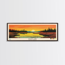 Load image into Gallery viewer, Stump Lake, North Dakota Framed Canvas Print, Lake House Art, Midcentury Modern Decor, Pop Art, Travel Poster, Living Room Wall Art
