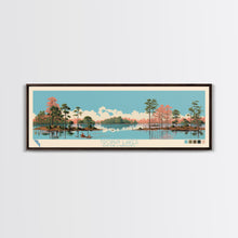 Load image into Gallery viewer, Trophy Lakes, South Carolina Framed Canvas Print, Lake House Decor, Midcentury Modern Art, Pop Art, Travel Poster, Living Room Wall Art
