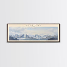 Load image into Gallery viewer, Dolomites Framed Canvas Print Travel Poster | Wall Art | Home Decor | Gift For Travel Lover | Wall Hanging | Original Art
