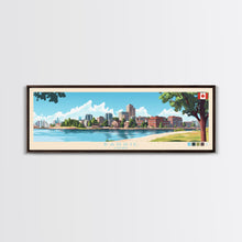 Load image into Gallery viewer, Barrie, Canada Panoramic Travel Poster Canvas Print, Barrie, Canada Painting, Canada Art, Barrie Panoramic Travel Art, Travel Painting
