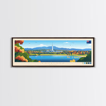 Carregar imagem no visualizador da galeria, Canberra, Australia Panoramic Travel Poster Canvas Print, Canberra, Australia Painting, Australia Art, Canberra Travel Art, Guest Room Painting
