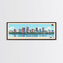 Load image into Gallery viewer, Douala, Cameroon Panoramic Travel Poster Canvas Print, Douala, Cameroon Painting, Cameroon Art, Douala Panoramic Travel Art, Travel Painting

