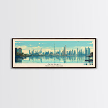 Load image into Gallery viewer, Dubai, United Arab Emirates Panoramic Canvas Print, Dubai, United Arab Emirates Painting, United Arab Emirates Art, Dubai Travel Poster, Travel Art, Housewarming Gift
