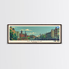 Load image into Gallery viewer, Glasgow, Scotland Panoramic Canvas Print, Glasgow, Scotland Painting, Scotland Art, Glasgow Travel Poster, Travel Art, Living Room Painting
