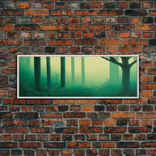 Load image into Gallery viewer, Emerald Green Forest Landscape, Panoramic Art, Framed Canvas, Framed Wall Art, Wall Art With Frame
