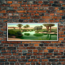 Load image into Gallery viewer, Desert Oasis Watercolor Landscape Canvas Print - Perfect for Living Room, Bedroom, Panoramic Extra Wide Format Art
