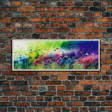 Load image into Gallery viewer, Framed Canvas Print of Colorful Wild Flower Field - Gallery-Wrapped Artwork - Ready to Hang - High Quality Artwork - Panoramic Art
