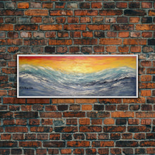 Carregar imagem no visualizador da galeria, Abstract Sea Wall Art, Vibrant Abstract, Framed Art, Sunset, Ocean, Abstract Nature, Textured Abstract, Panoramic, Wall Art, Canvas Print
