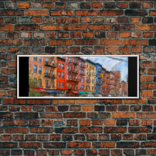 Cargar imagen en el visor de la galería, Colorful Abstract Row Of Buildings City Canvas Print, Large Urban Art Print, Cityscape Art, Vibrant Art, Panoramic, Wall Art, Canvas Print
