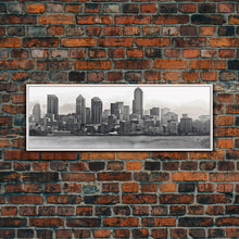 Cargar imagen en el visor de la galería, Cityscape Wall Art, City Skyline Wall Art, Black And White Large Art Print, Wall Decor, Framed Canvas, Panoramic, Wall Art, Canvas Print
