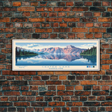 Load image into Gallery viewer, Crater Lake National Park, Panoramic Oregon Travel Art, National Park Print, Minimalist Travel Art, Midcentury Modern Style Landscape
