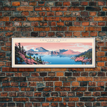 Load image into Gallery viewer, Crater Lake National Park, Panoramic Oregon Travel Art, National Park Print, Minimalist Travel Art, Midcentury Modern Style Landscape
