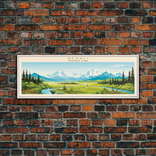 Load image into Gallery viewer, Denali National Park, Panoramic Alaska Travel Art, National Park Print, Minimalist Travel Art, Midcentury Modern Style Landscape
