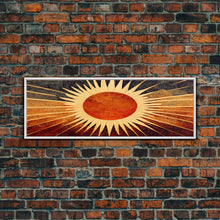 Carregar imagem no visualizador da galeria, Art Deco Sunburst Wall Art, Ready To Hang Canvas Print, Panoramic Art, Art Deco Wall Decor, Above Bed, Above Couch, Above Sofa
