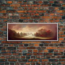 Load image into Gallery viewer, Hazy Forest Fantasy Art, Ready To Hang Canvas Print, Panoramic Art, Fog Covered Forest High Fantasy RPG Concept Art
