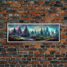 Load image into Gallery viewer, High Fantasy Forest Wall Art, Ready To Hang Canvas Print, Panoramic Art, Fantasy RPG Concept Art
