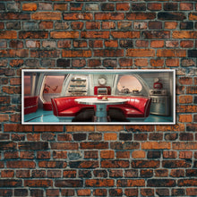 Carregar imagem no visualizador da galeria, Atomic Age Scifi Style 1950s Diner Booth Wall Art, Framed Canvas Print, MCM, Midcentury Modern Wall Art, Diner Decor
