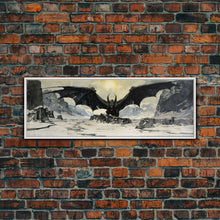 Load image into Gallery viewer, Panoramic Of a Dragon, Framed Canvas Print, Fantasy Decor, Fantasy Dragon Painting
