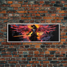 Load image into Gallery viewer, The Battle Angel, Framed Canvas Print, Game Room Art, Panoramic Painting, Panoramic Wall Art, Extra Large Wall Art
