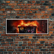 Load image into Gallery viewer, A Dumpster Fire, Panoramic Canvas Print, Wall Art, Living Room Wall Art
