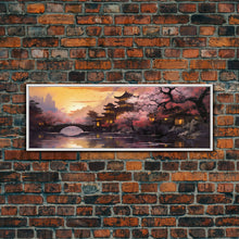 Load image into Gallery viewer, Dawn In Kyoto, Japan - Framed Canvas Print - Panoramic Painting Wall Art - Cute Wall Decor - Japanese Style Art
