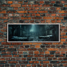 Carregar imagem no visualizador da galeria, An Abandoned Insane Asylum, Canvas Print Framed Halloween Art, Spooky Decor Panoramic Halloween Art, Halloween Wall Art, Halloween Art Print
