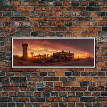 Load image into Gallery viewer, Wild West Abandoned Saloon, Extra Large Wall Art, Framed Panoramic Canvas Print, Framed Wall Art
