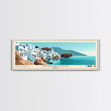 Carregar imagem no visualizador da galeria, Amorgos, Greece Panoramic Print, Vacation Gift, Greece Wall Art, Beach Painting, Beach Decor, Large Wall Art, Wood Frame Art
