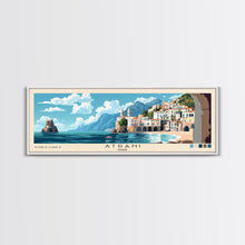 Carregar imagem no visualizador da galeria, Atrani, Italy Panoramic Print, Vacation Gift, Italy Wall Art, Beach Painting, Beach Decor, Beach Or Lakehouse Art
