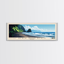 Carregar imagem no visualizador da galeria, Black Sand Beach, Malasyia Panoramic Beach Print, Vacation Gift, Malasyia Wall Art, Framed Canvas Print, Framed Beach Painting
