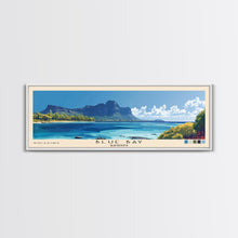 Load image into Gallery viewer, Blue Bay, Mauritius Panoramic Print, Vacation Gift, Mauritius Wall Art, Beach Painting, Beach Decor, Large Wall Art, Wood Frame Art
