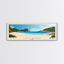Cargar imagen en el visor de la galería, Cala Saura, Spain Panoramic Print, Vacation Gift, Spain Wall Art, Beach Painting, Beach Decor, Large Wall Art, Wood Frame Art
