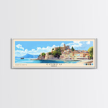 Load image into Gallery viewer, Corfu, Greece Panoramic Print, Vacation Gift, Greece Wall Art, Vacation Wall Art, Vacatation Memories, Beach Decor, Beach Or Lakehouse Art
