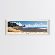Load image into Gallery viewer, Djúpalónssandur Beach, Iceland Panoramic Print, Vacation Gift, Iceland Wall Art, Vacation Wall Art, Vacatation Memories, Beach Decor, Beach Or Lakehouse Art

