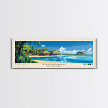 Cargar imagen en el visor de la galería, Fakarava, French Polynesia Panoramic Beach Print, Vacation Gift, French Polynesia Wall Art, Framed Canvas Print, Framed Beach Painting
