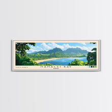 Cargar imagen en el visor de la galería, Hanalei Bay, Hawaii Panoramic Print, Vacation Gift, Hawaii Wall Art, Beach Painting, Beach Decor, Large Wall Art, Wood Frame Art
