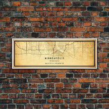 Load image into Gallery viewer, Minneapolis Panoramic map print poster or framed canvas, Minnesota map print poster canvas, Minneapolis road map print poster canvas
