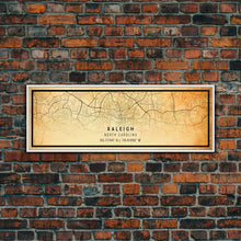 Load image into Gallery viewer, Panoramic Raleigh North Carolina map print poster or framed canvas, Raleigh map print poster canvas, city map Canvas print, Travel Art
